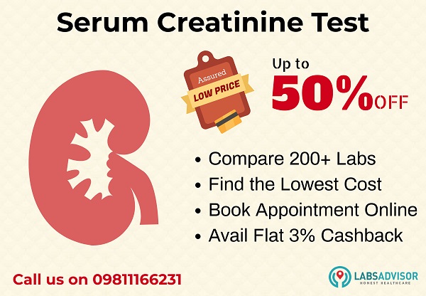 Offer on serum creatinine test cost.