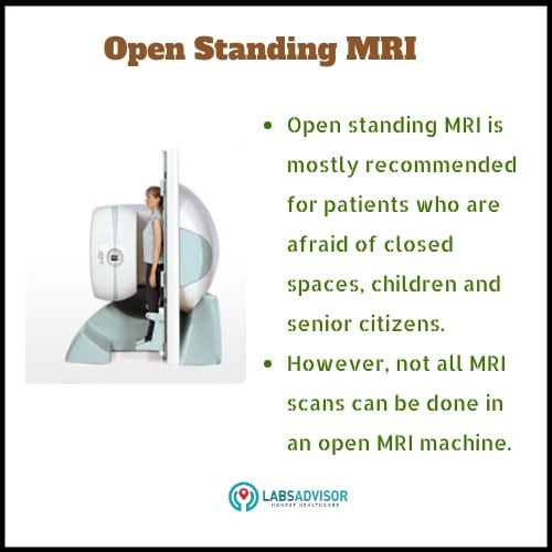 This info-graphic explains about the purpose and limitation of an open standing MRI in Delhi