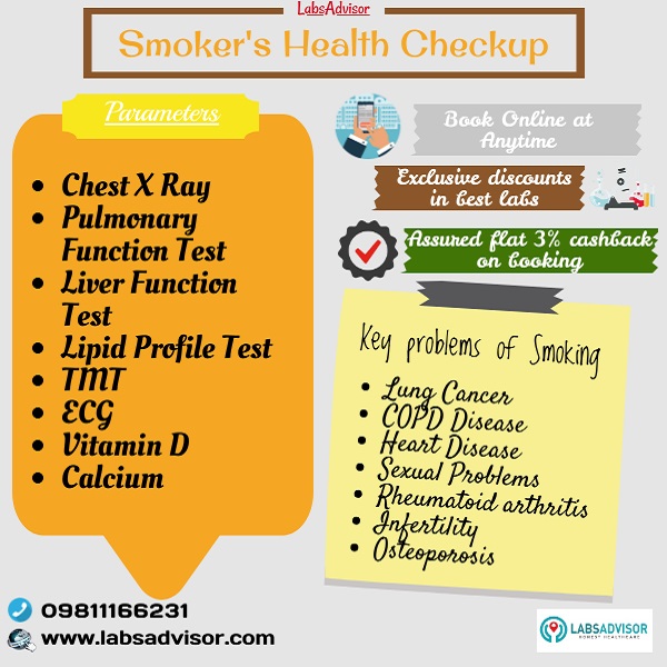 Book exclusive Smoker's Health Checkup online in best lab in your city through LabsAdvisor..