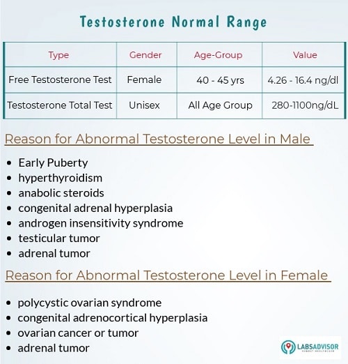 Sample Report of Testosterone Test.