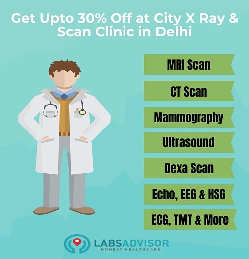 Upto 30% Discount on CIty X Ray & Scan Clinic in Delhi through Labsadvisor!
